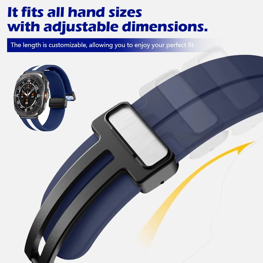 Correa deportiva de silicona magnética sin huecos para Samsung Galaxy Ultra 2025 2/1 47mm, ajuste rápido para reloj 8 Classic 46mm 8 40mm 44mm