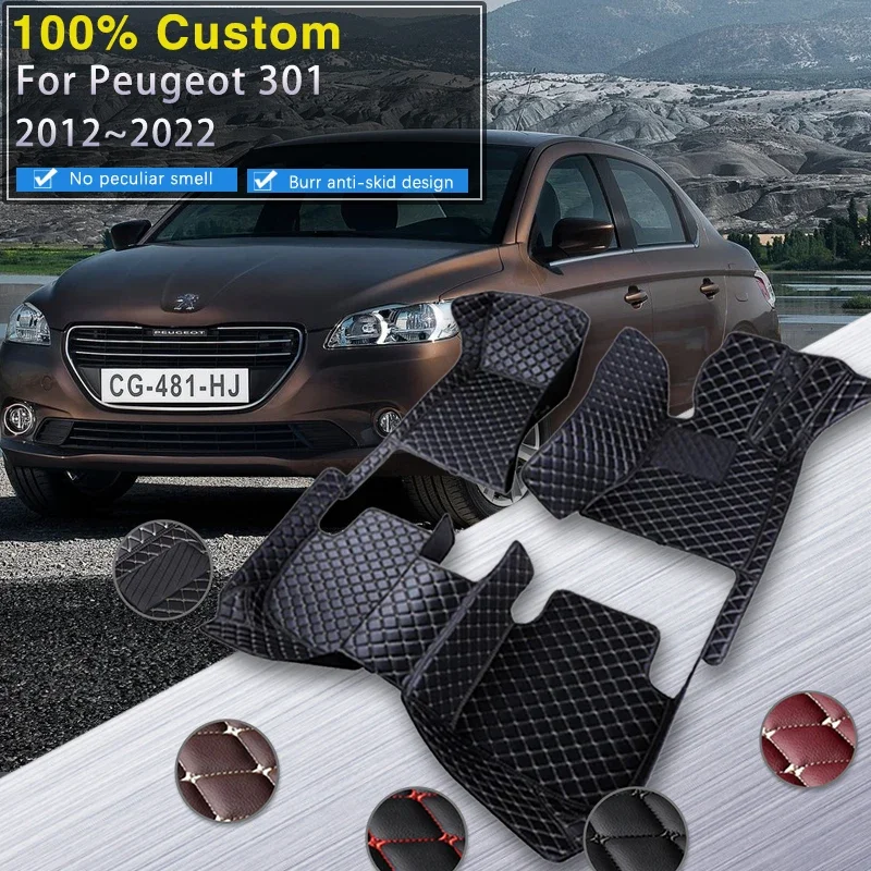 

3D RHD Car Floor Mats For Peugeot 301 Citroën C-Elysée IKCO Tara 2012~2022 Interior Parts Pad Leather Mat Carpets Rugs Car Acces