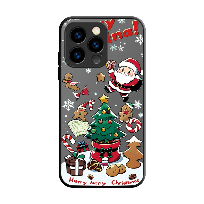 Cartoon Father Christmas Case For iPhone 16 15 14 13 12 11 Pro Max X XR XS 7 8 Plus SE 2020 Shockproof PCMatte Hard Back Cover