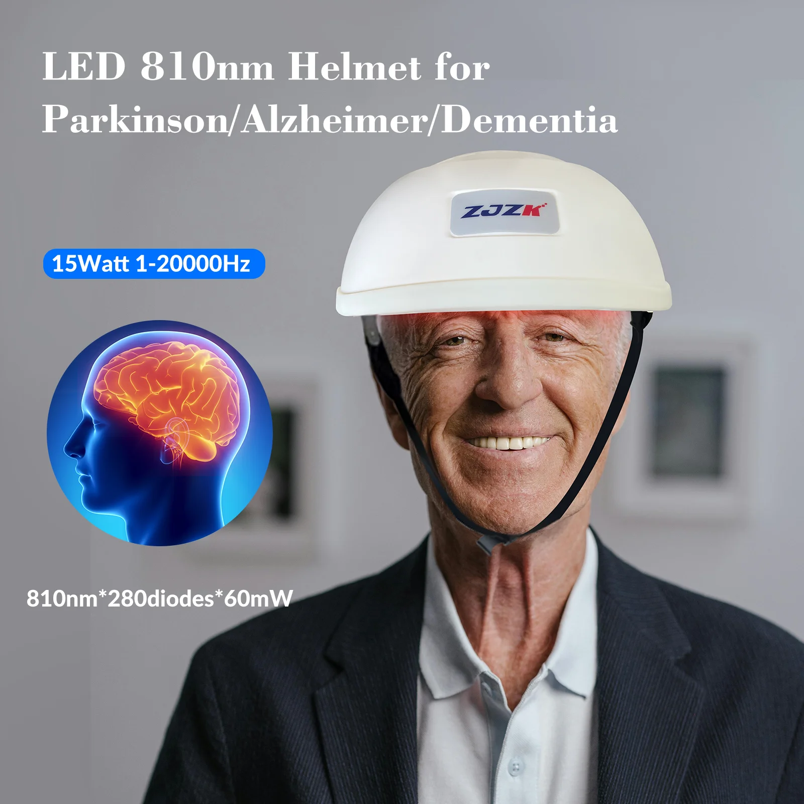 

ZJZK 15W Photobiomodulation Brain Tms Therapy Device 810nmx280diodes Gifts For People With Parkinsons Cerebral Thrombosis