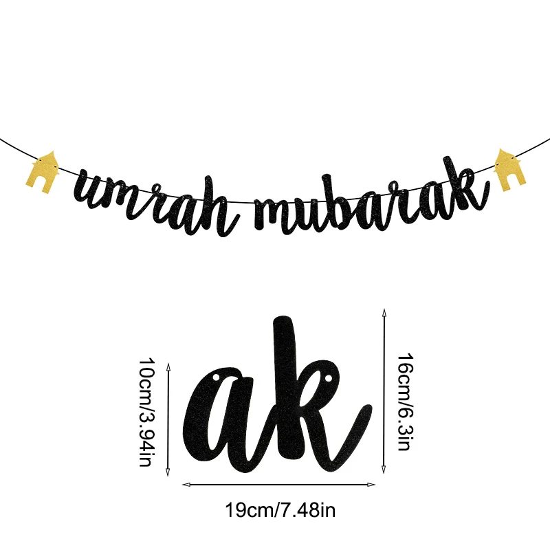 Umrah Mubarak Banner Eid Mubarak Ramadan Party Decoration Paper Garland Supplies 2025 Islamic Muslim Party Hanging Ornament Gift