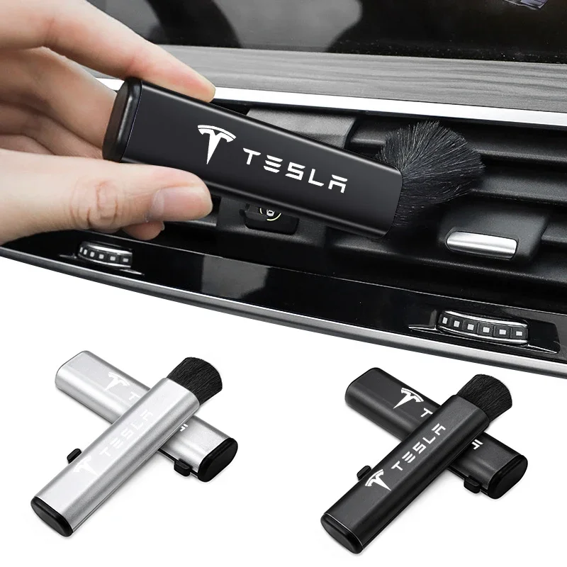 Car Retractable Interior Cleaning Soft Brush Tool Dust Remover For Tesla Model 3 Model Model Y Roadster SpaceX Auto Accessories