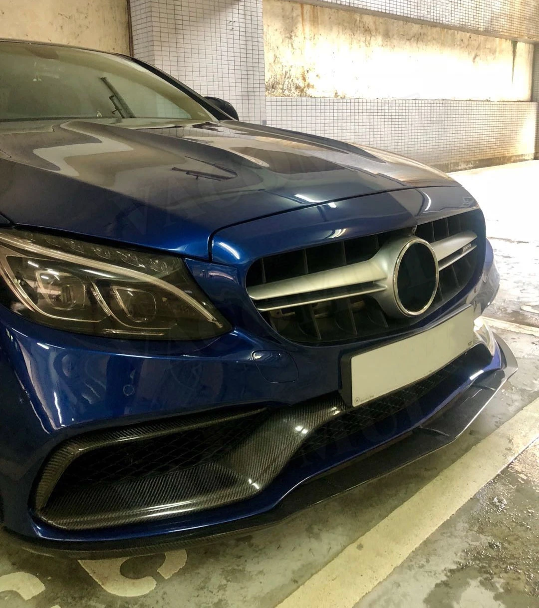 VACOMUL Carbon Fiber Front Bumper Mid Lip Spoiler for Mercedes Benz W205 C205 S205 C Class C63 AMG 2015-2018 FRP Bodykits