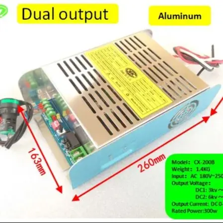 High Voltage Power Supply with 3KV-10KV  6KV-20KV CX-200B 300W Dual Output Electrostatic Cleaner Air Purification