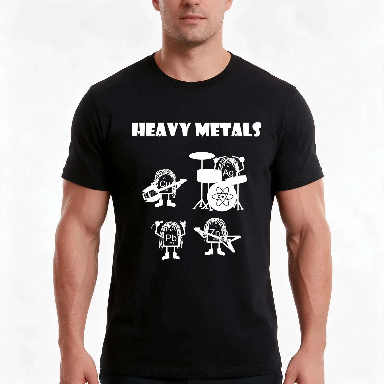 Heavy metals, heavy metals rock, chemist periodic table T-Shirt, Summer Casual Cotton Tee, Oversized Streetwear Tops