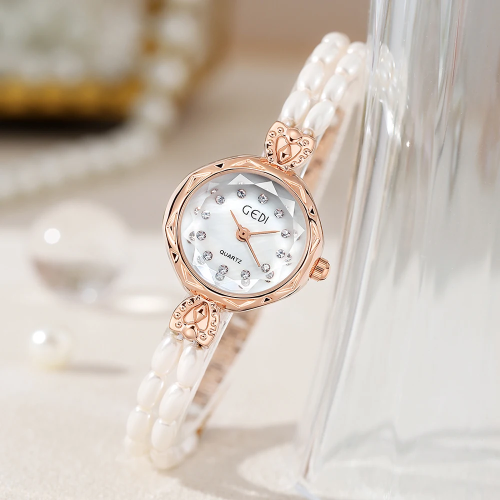 Luxury Women Watch Quartz Pearl Rhinestone Elegant Lady Wristwatch Bracelet Watches Gifts Relogio relojes mujer