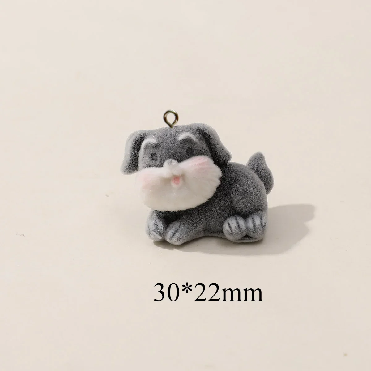 30Pcs 3D Cute Flocking Dog Charms Cartoon Animal Dog Resin Pendant Earring Keychain Bag Accessories for DIY Crafts Jewelry Make