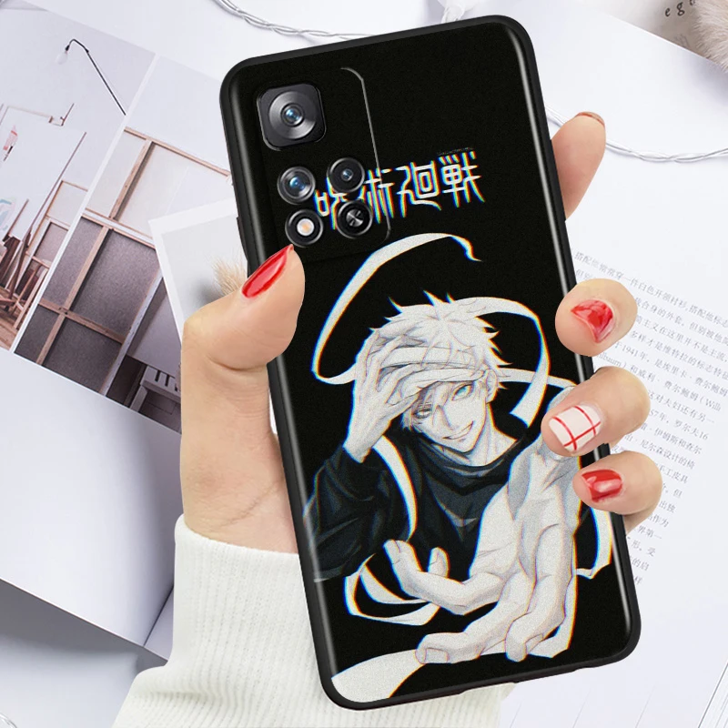 Gojo Jujutsu Kaisen Anime For Xiaomi Redmi 12 9C 9 Redmi Note 13 12 11S 11 10 Pro Plus Soft Shockproof Black Phone Case