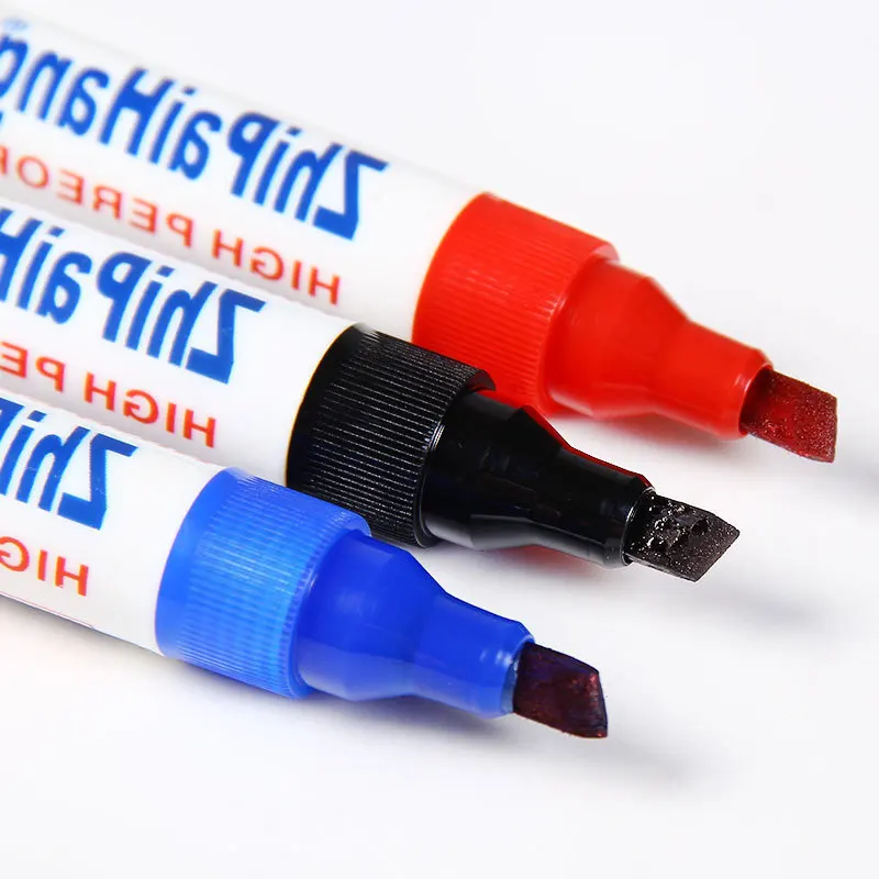 1pcs Permanent Markers Pen Refillable With Ink,Waterproof Non-Fading,Oblique 6mm Nib,Bold Marker,Quick-Drying,Industrial Markers