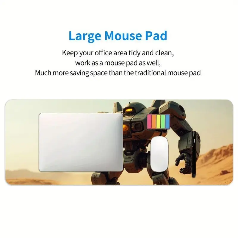 1 tapete de mesa para jogos Epic Mech Robot Desert Warfare – ultragrande, impressão HD, suave, antiderrapante para jogos de PC e escritório de Natal.