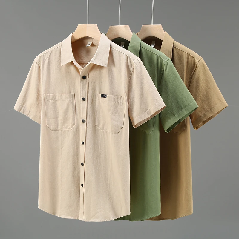 

Elegant Workwear Shirts For Men Short Sleeve 100% Cotton Classic Summer Quality Breathable All Match Loose Fit Camisas De Hombre