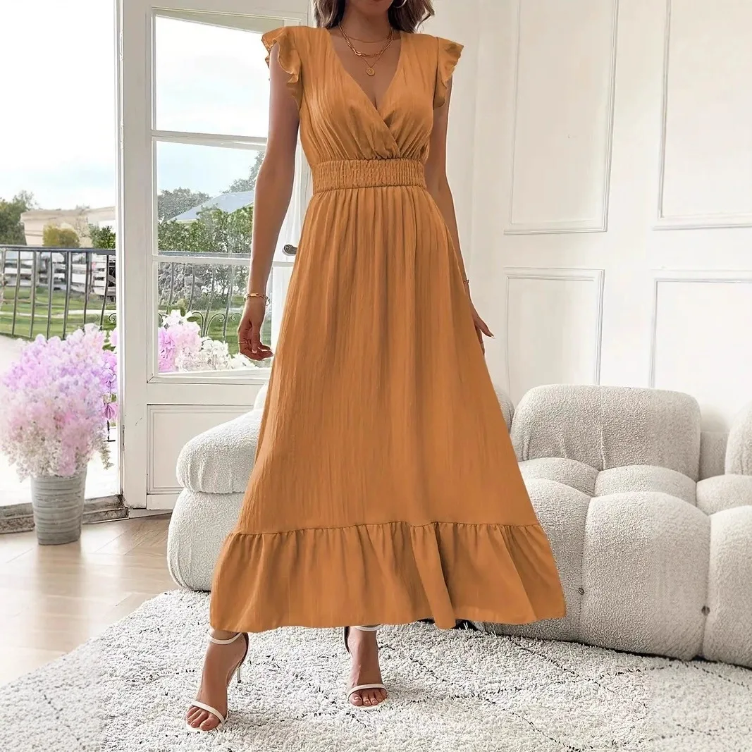 

Artists 2025 Cross-Border New Women's Long Dr ort Sve Sexy Low Waist Knitted Polyester Couple Basic Sle Summer Dr