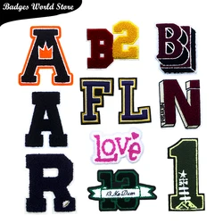 Letter Love N B A L F Number 1 Chenille Icon Towel Embroidery Applique Patches For Clothing DIY Iron on Badges on the Backpack