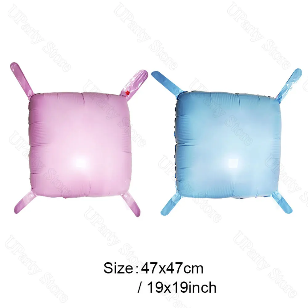 25/50Pcs Blue Pink Square Foil Balloons Baby Pink Blue Wall Backdrop Balloons for Gender Reveal Baby Shower Twins Birthday Decor