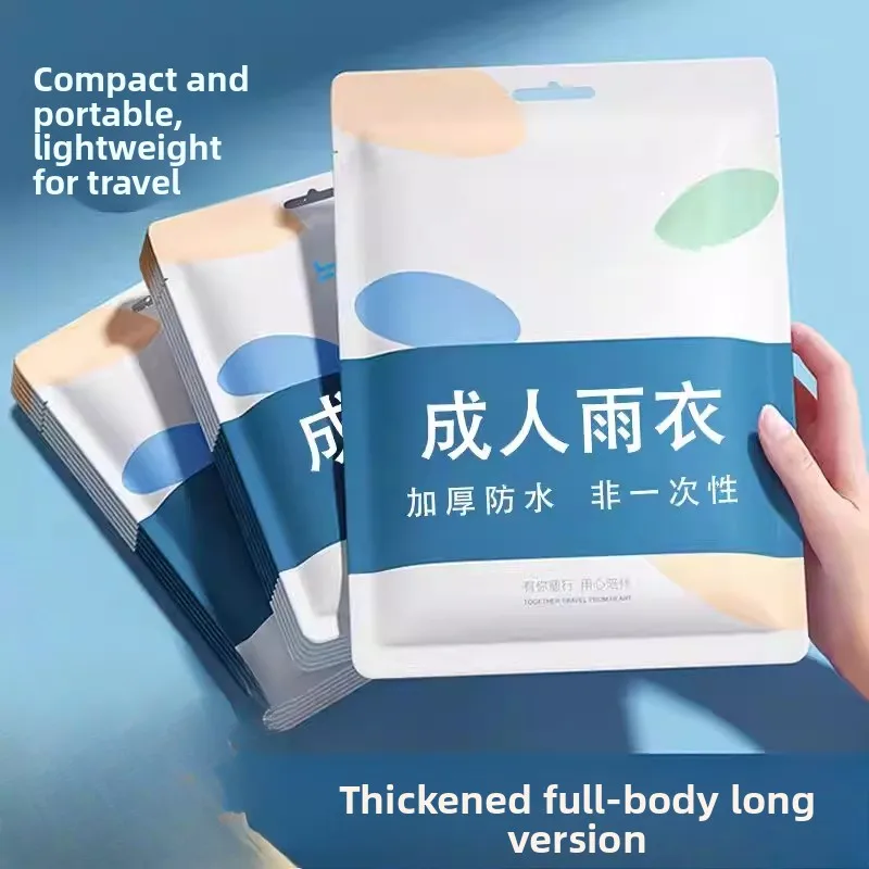 

Thiened Long Version Full Body Men's Transparent Raincoat Adult Portable Crion Card Once Used Raincoat for Heavy Rain