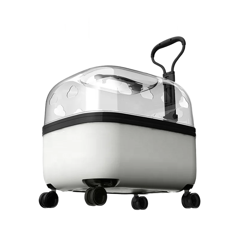 Contracted Design Flexible Push-pull Acrylic Transparent Breathable And Portable Cat Travel Bag Pet Trolley Suitcase With Wheels
