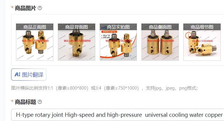 

Вращающееся соединение H-типа: высокоскоростное и высоконапорное универсальное медное вращающееся соединение для охлаждающей воды, однонаправленный адаптер HD/HS