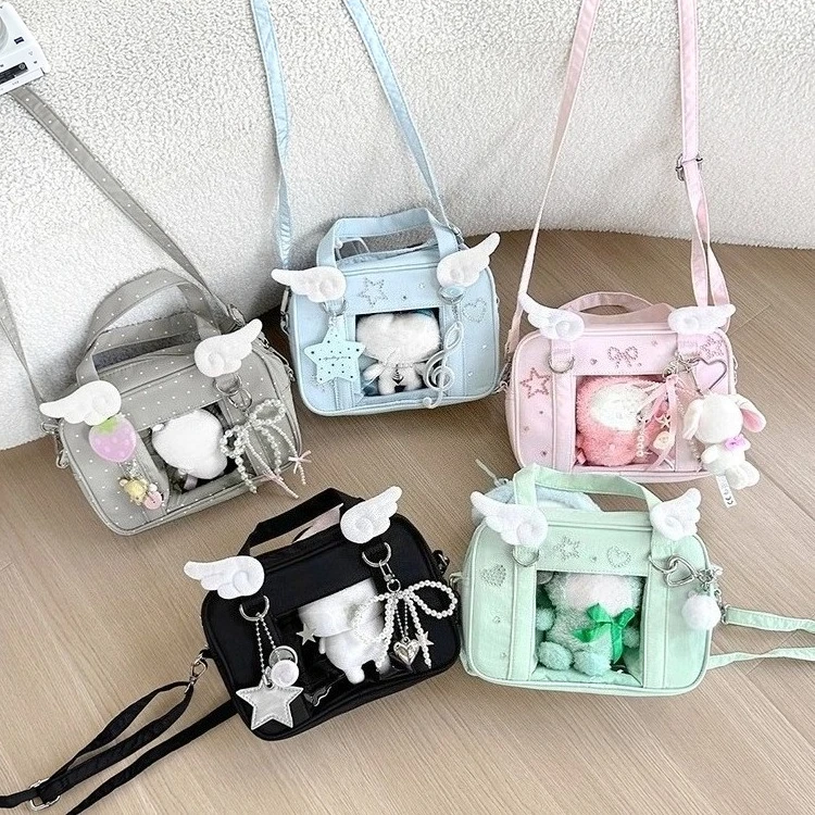 Japanese Original Tote Ita Bag Crossbady Sac Femme Wing Spliced Bolso Beads Bow Hand Bags for Women Teenage Girls Bolsos Mujer