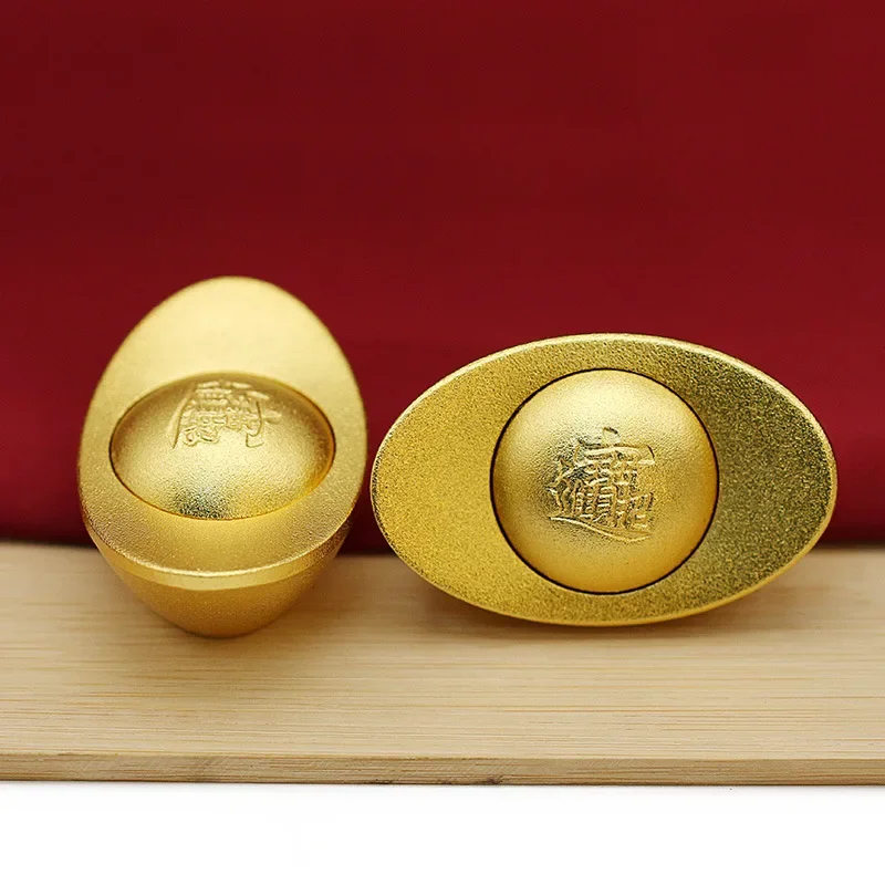 Gold Ingot Chinese Money Figurines Metal Ornament Feng Shui Lucky Yuanbao Home Room Decoration Auspicious New Year Gifts Toys