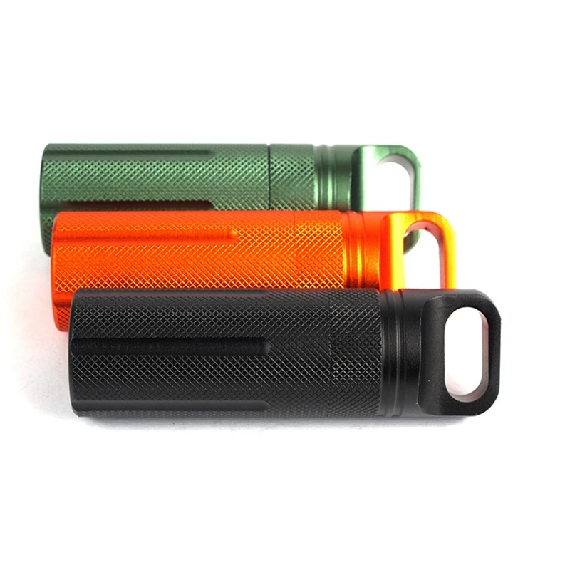 Outdoor EDC Container Case Waterproof Survival Container Capsule Aluminum Pill Bottle Match Battery Holder Case Survival Box