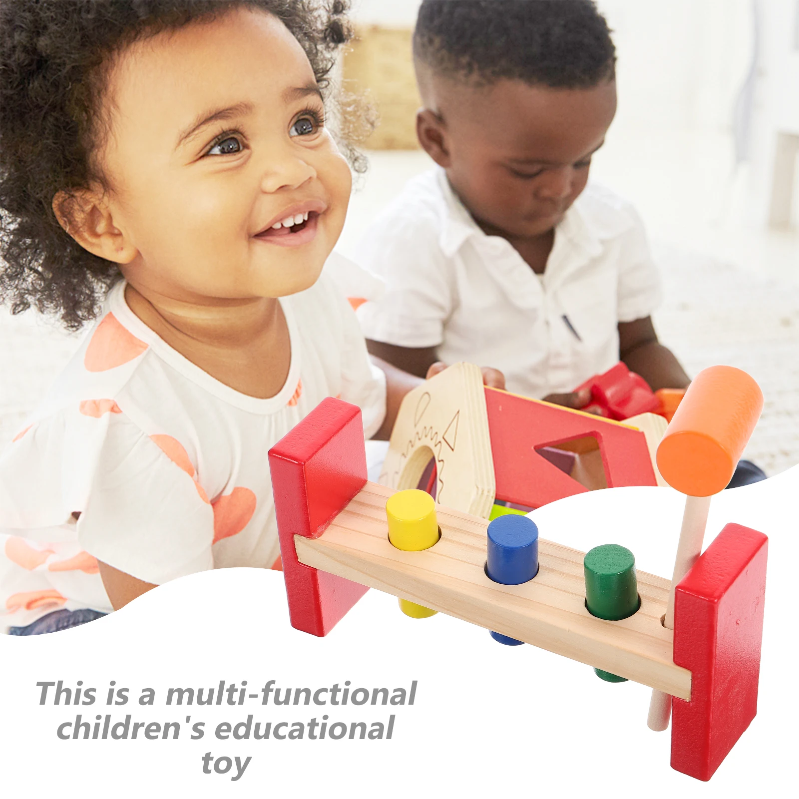

1Set Wooden Hammer Peg Tapping Color Recognition Percussion Table Early Education Interactive Learning Cognitive Toddler