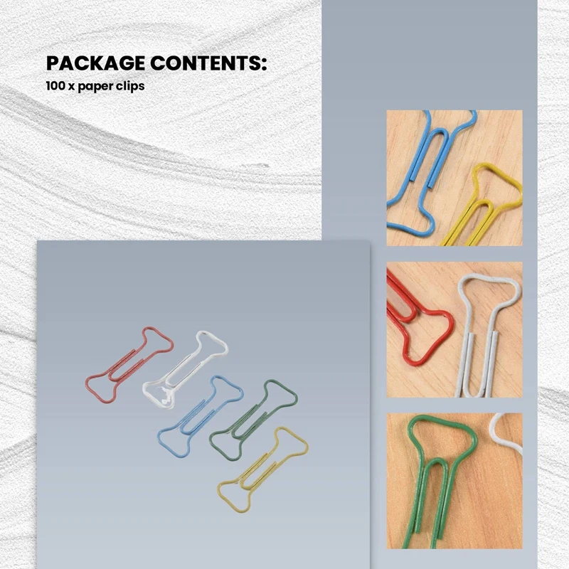 100 Stuks Bot Vorm Multicolor Metalen Paperclips