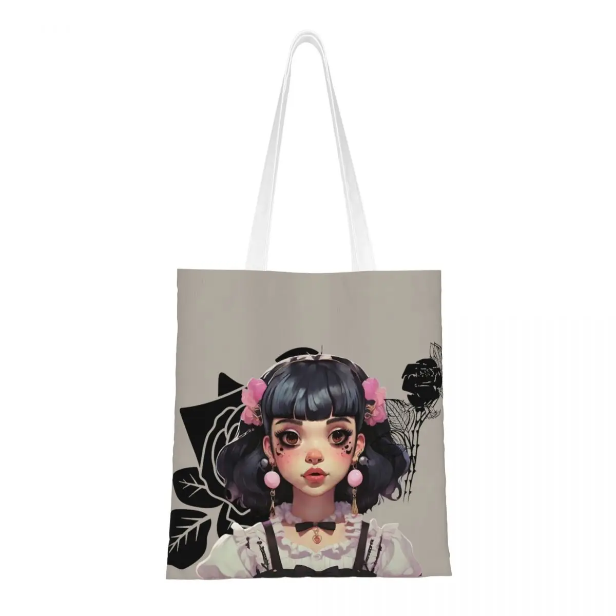 

Unisex Gothic Girl Melanie Martinez Tote Bags Canvas Singer Star Grocery Bag for Lady Handbags