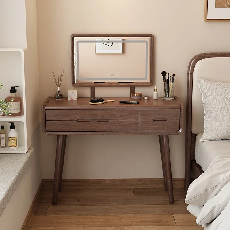 

Solid Wood Bedroom Modern Minimalist New Chinese Walnut Makeup Cabinet