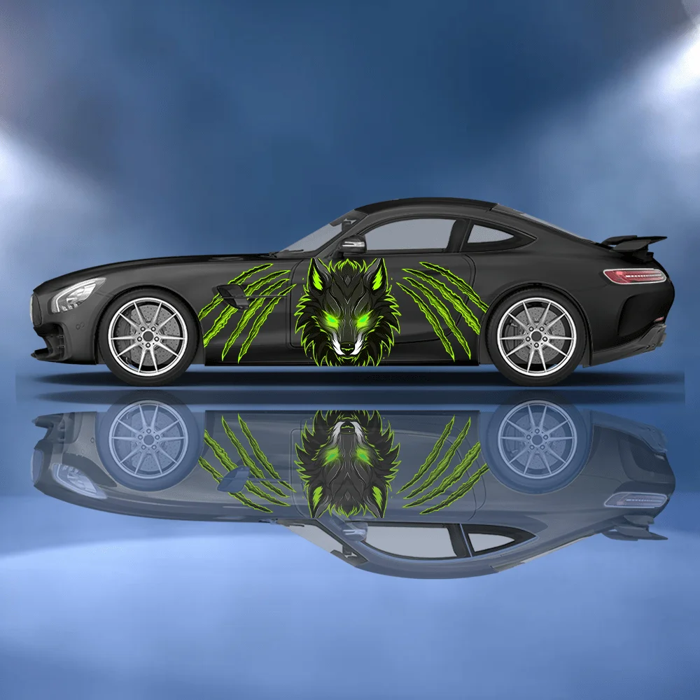 

Wolf Head Gaze Scratch Car Vinyl Wraps Decal Self-adhesive PVC Sticker Suitable for Trucks SUV Decoration Auto Accessories