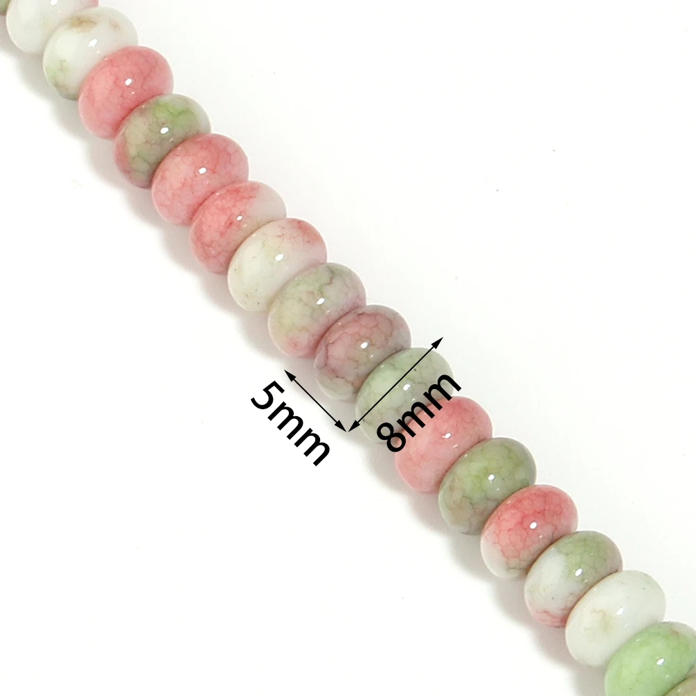 75 Stück 5x8mm Bunte Rissglasperlen Abakusperlen Lose Abstandsperlen für Schmuckherstellung DIY Armband Halsketten Zubehör – Detail 1