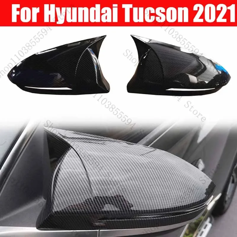 

Replacement Rearview Side Mirror Covers Cap For Hyundai Tucson 2021 car Accessories Carbon Fiber Gloss