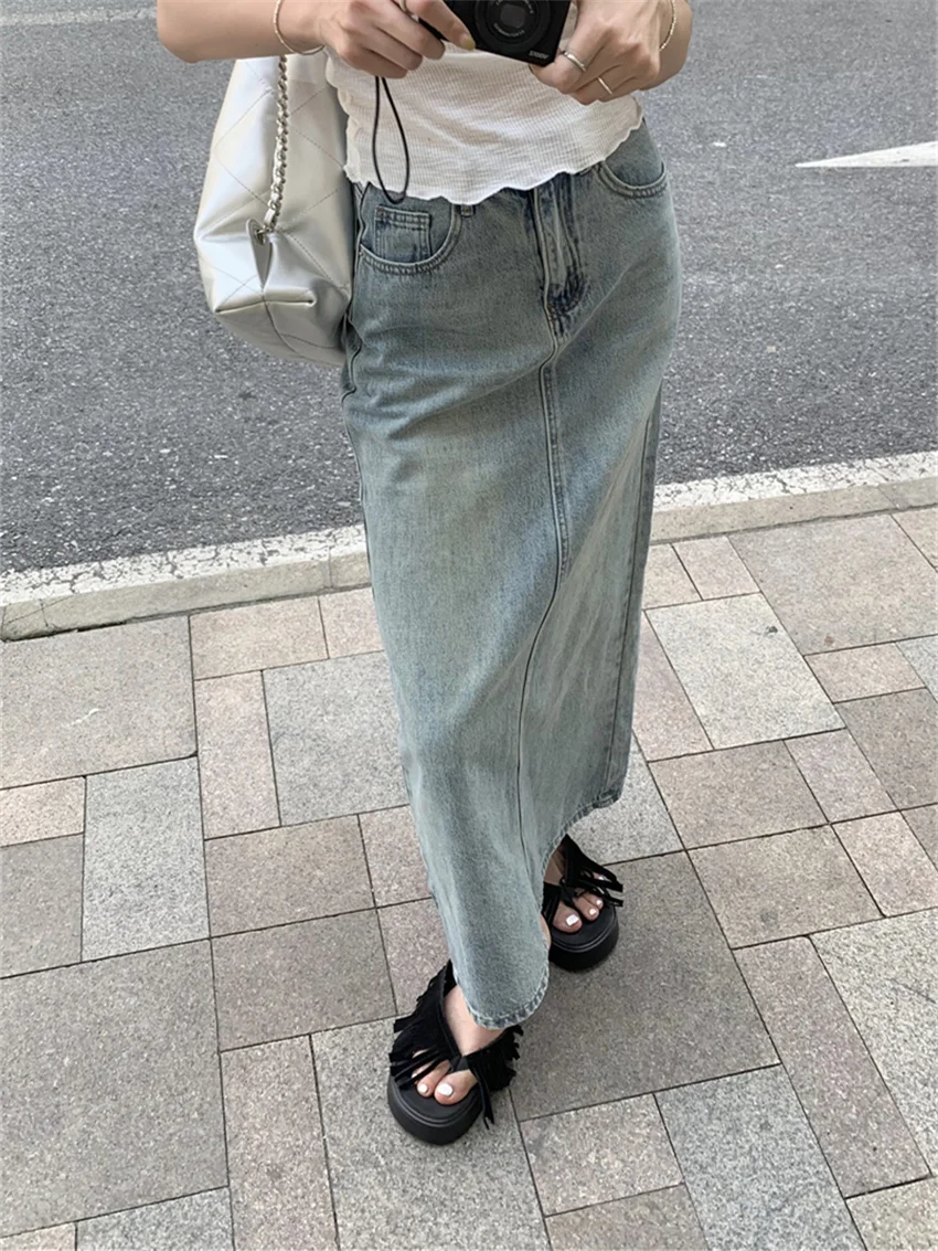 

Alien Kitty OL Skirts Women Jeanswear All Match Daily Loose Straight Summer Denim Chic Casual 2023 Office Lady New Vintage