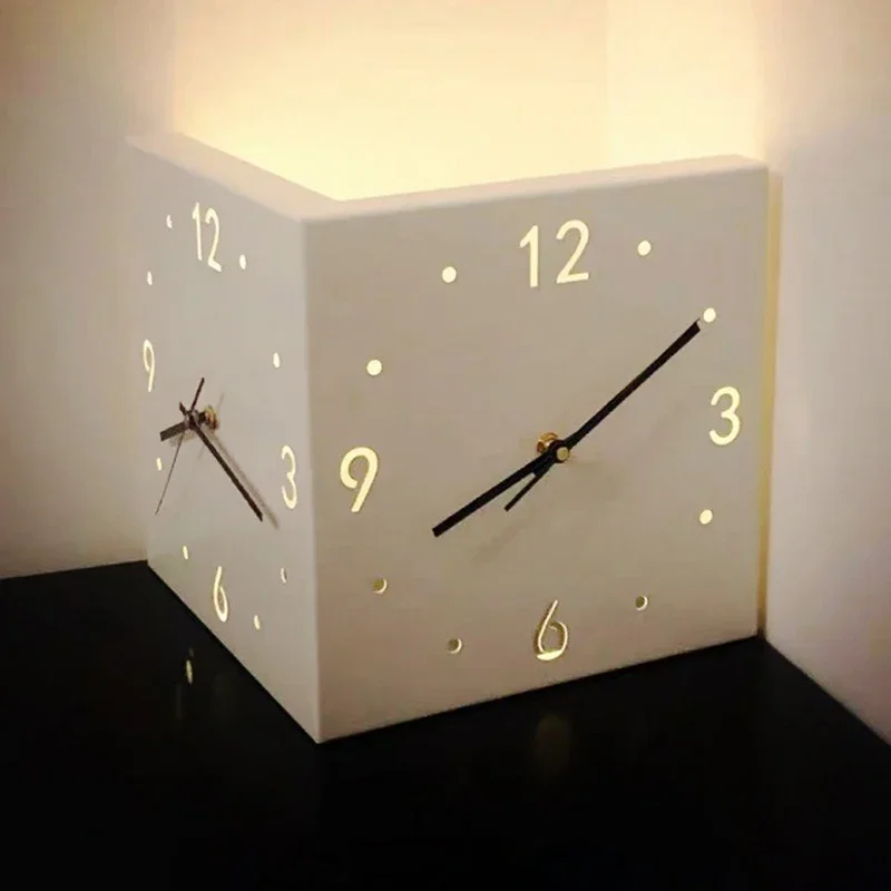 Rectangle Wall Clock Creative Living Room Clocks Minimalism Angle Clock Watch with Light Stylish Clock Aesthetic Home Decoration