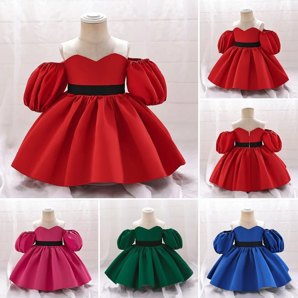 

Элегантное красное платье с цветочным узором для девочек, милое платье принцессы для выпускного вечера на день рождения, детские платья для девочек, свадебные рождественские костюмы ASQ03