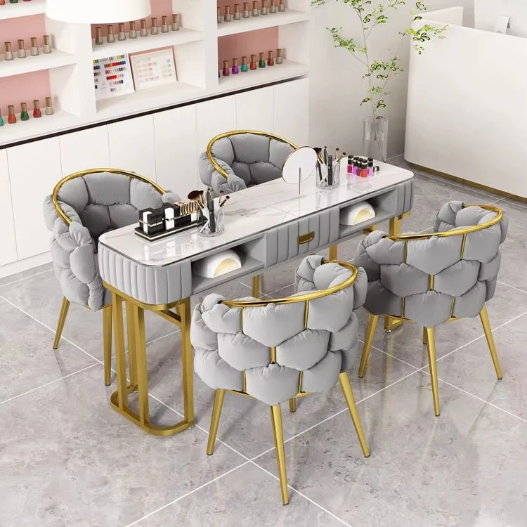 

Professional Nail Manicure Table With Dust Collector Beauty Salon Furniture Nail Shop Manicure Tables and Chairs Set