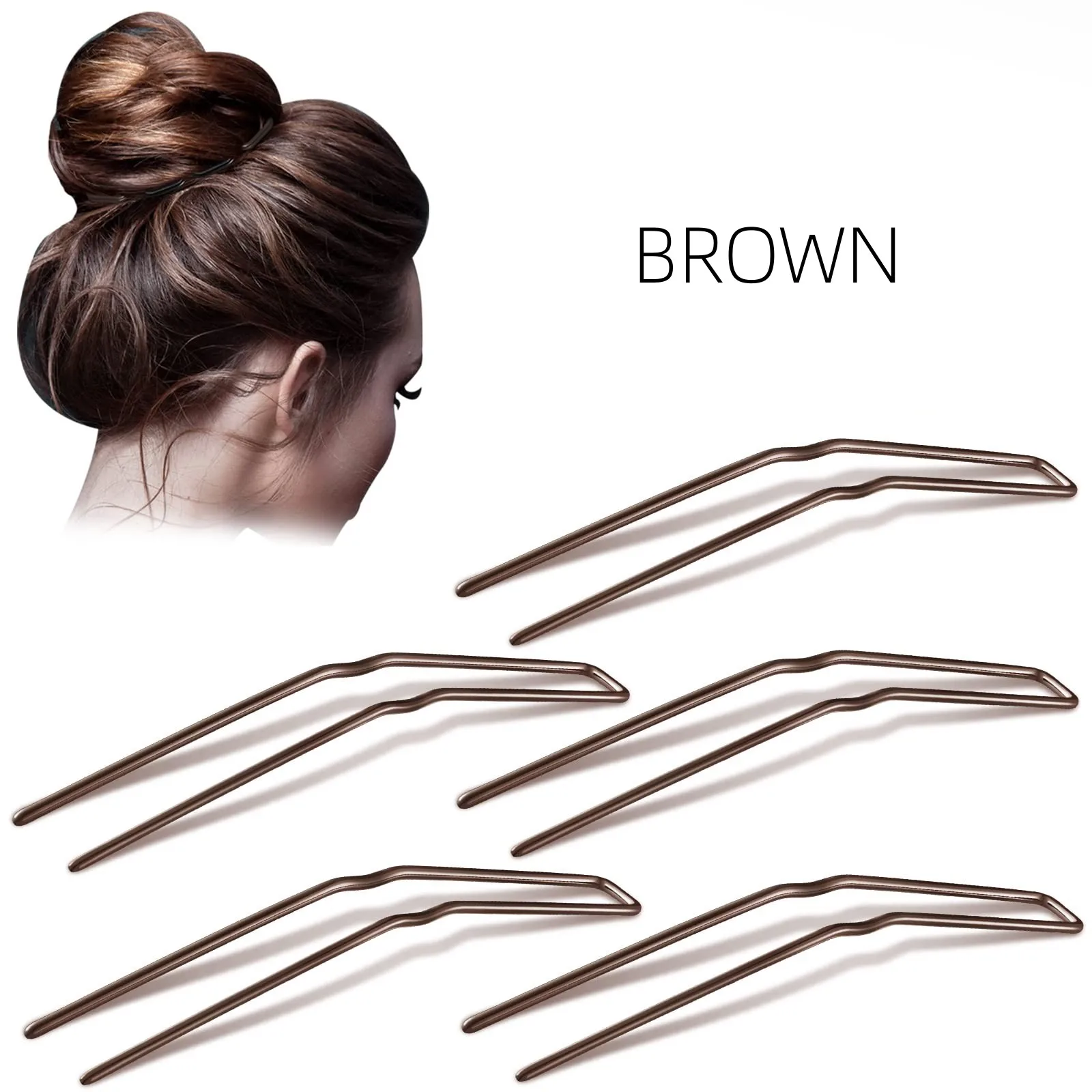 U Shaped Hair Pins Ballet Hairpins Metal Bobby Hair Styling Grips 12 PCS Hair Bun Clips for Women Girls Black Brown