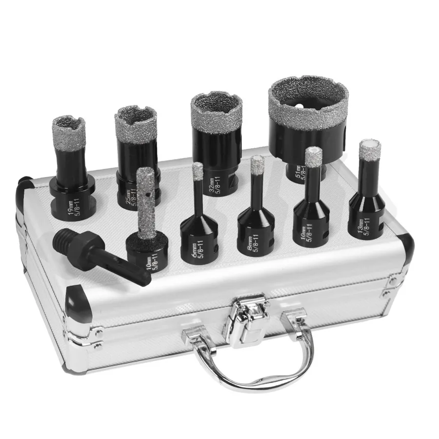 

10Piece Diamond Hole Saw Kit Diamond Core Drill Bits Set Tile Hole Saw Kit Vacuum Brazed Core Drill Bits for Glass Marble Grani