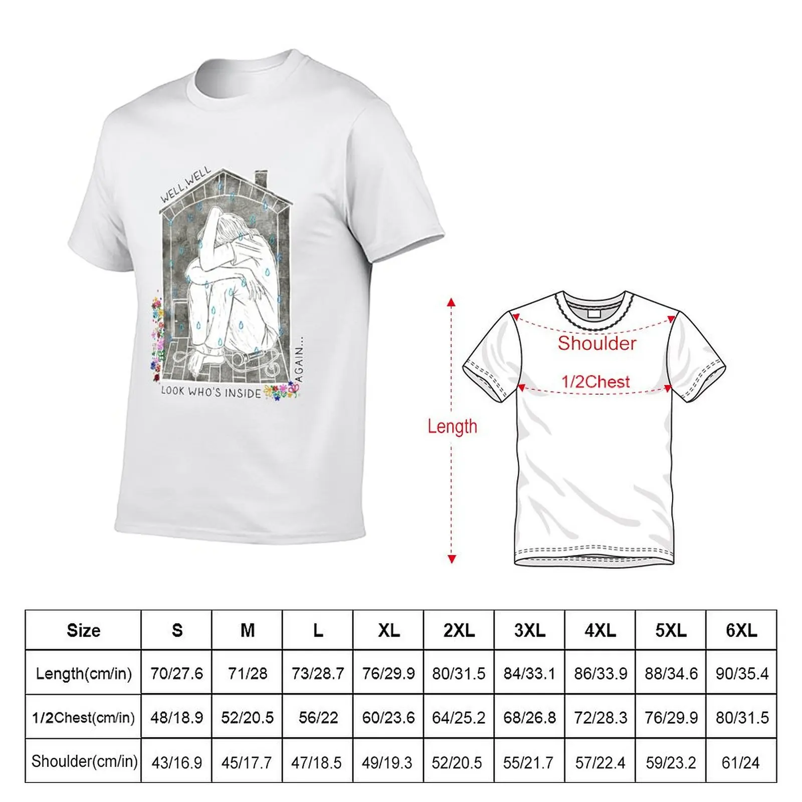 Inside again - full embroidery T-Shirt oversized graphic tee vintage anime shirt oversized t shirt men