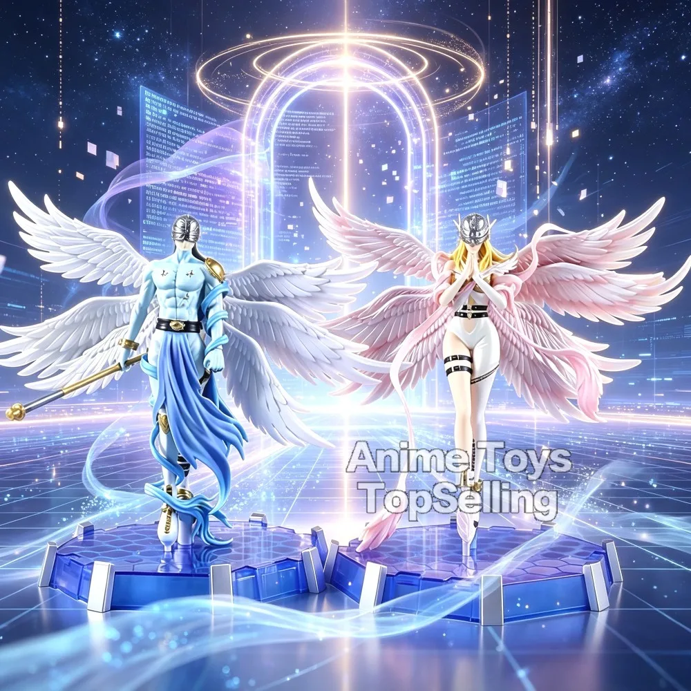 Figura de Anime de 26cm Angemon Angewomon Digimon Adventure, Estátua de PVC, Ornamentação de Mesa, Modelo de Coleção, Brinquedos e Presentes