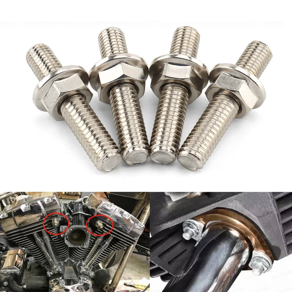 

4Pcs Motorcycle Exhaust Manifold Studs Nuts Screws For Harley Sportster XL883 XL1200 Dyna Softail Touring Twin-Cam 1984-2023