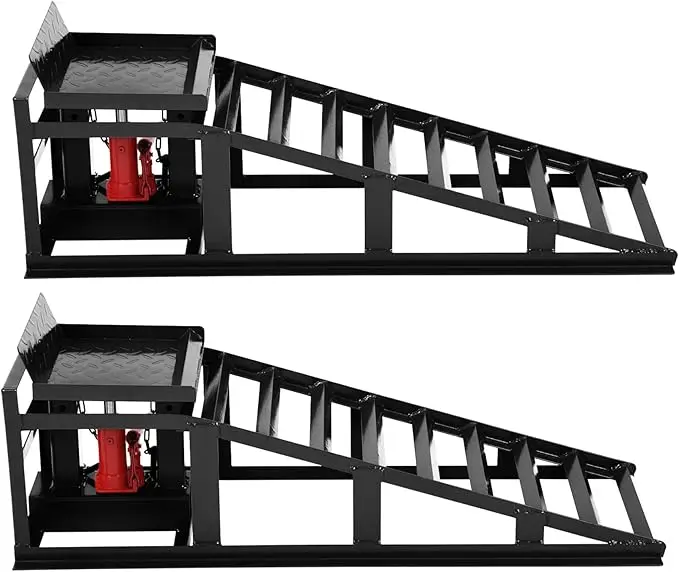 

5 Ton Hydraulic Car Ramps, 2 Pack Low Profile Steel Lift Ramps Adjustable Height Truck SUV Auto Service Ramps for Garage & Trai