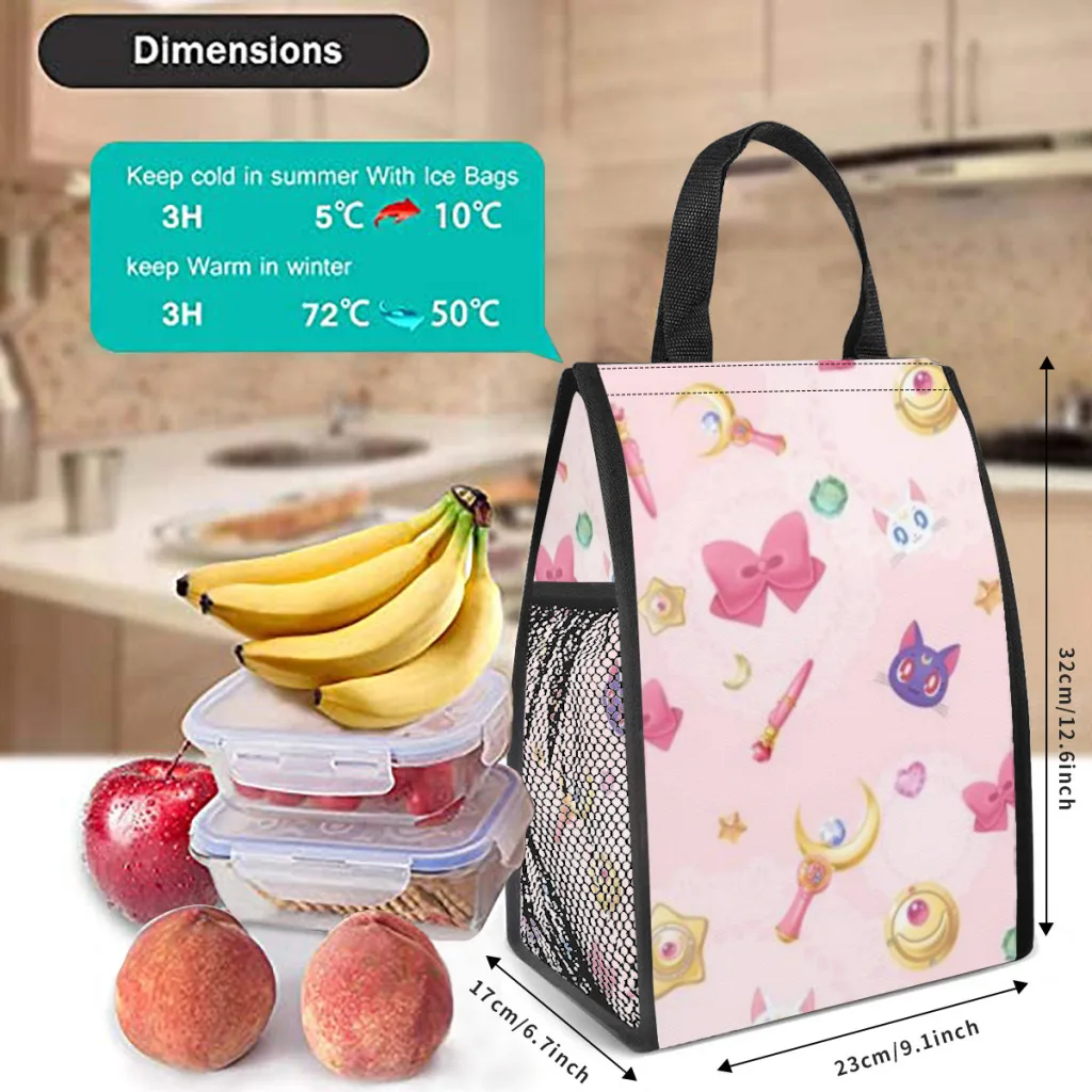 SAILOR-MOON  Lunch Box Women Resuable Leakproof Cooler Thermal Food Insulated Lunch Bag Kids School Children