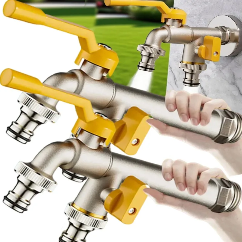 

4/6-точечное соединение для орошения, садовый шланг, латунный адаптер для крана, соединитель для шланга с краном для двора, защищенный от замерзания, двойной водяной цветочный кран