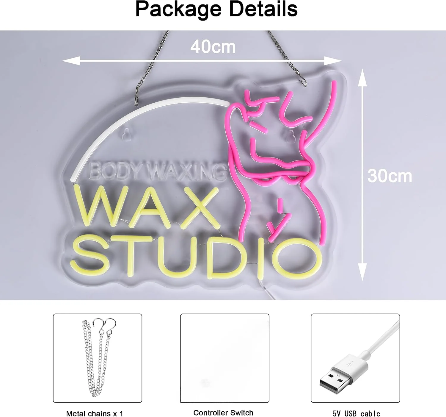 Wax Studio Neon Sign LED Neon Light Sign Wall Art Decor for Business Spa Beauty Room Nail Brows Lashed Salon Stores Barber Shop