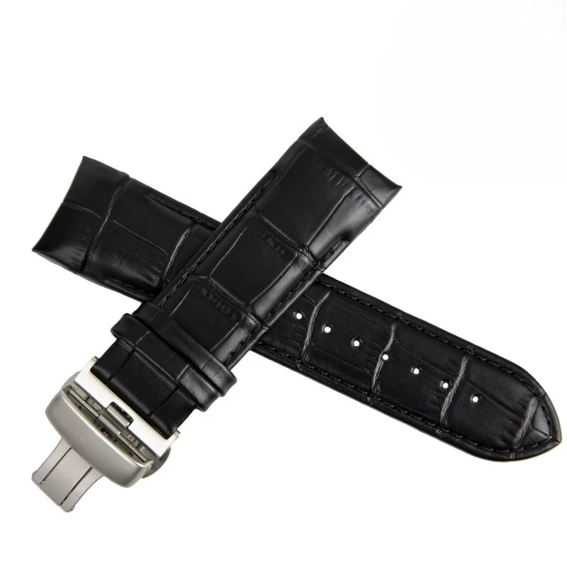 الراقية لتيسو كوتورير 1853 T035627 حقيقية جلد العجل حزام الصلب مشبك منحني واجهة ساعة ملحق 22 23 24 مللي متر