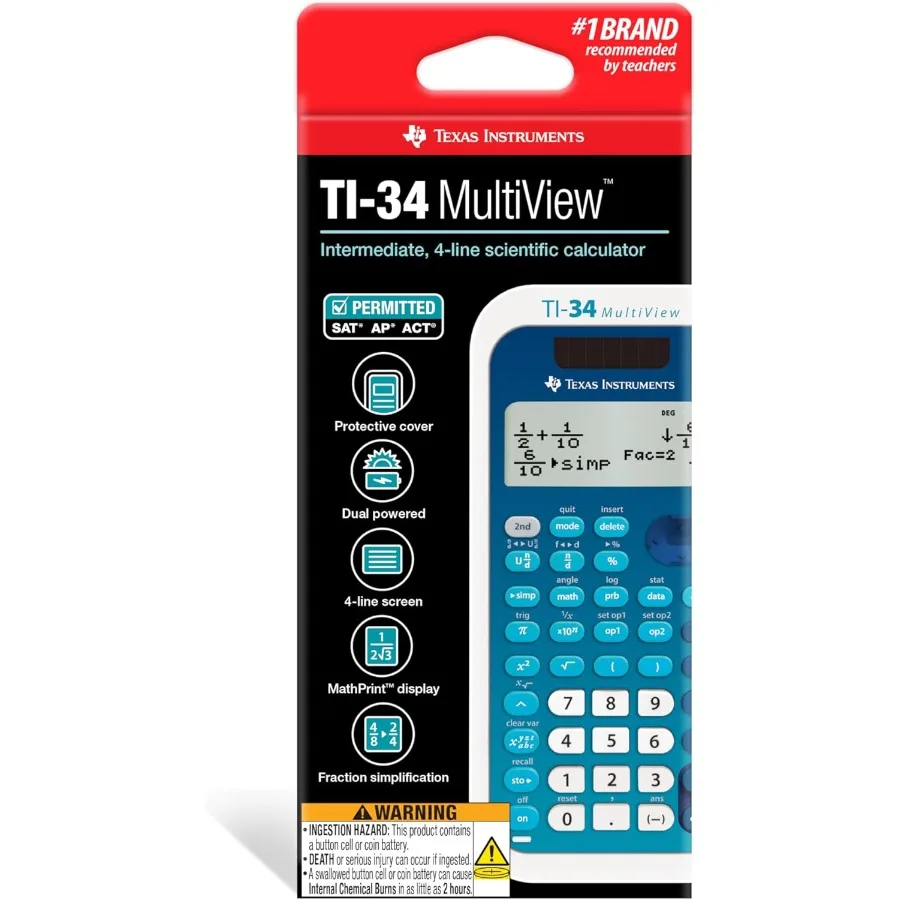 Calcolatrice scientifica multiview Texas Instruments TI34 per applicazioni avanzate di matematica e scientifica con display multilinea e