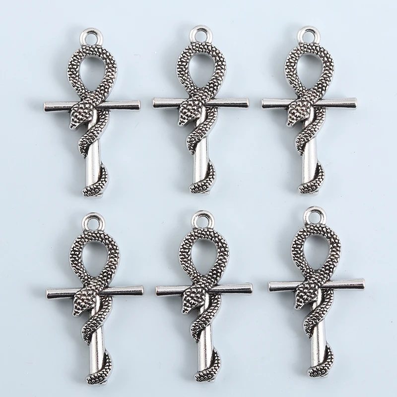 15pcs New Cross Alloy Charms Snake ciondoli religiosi per la realizzazione di accessori per gioielli fai da te fatti a mano risultati collana di artigianato