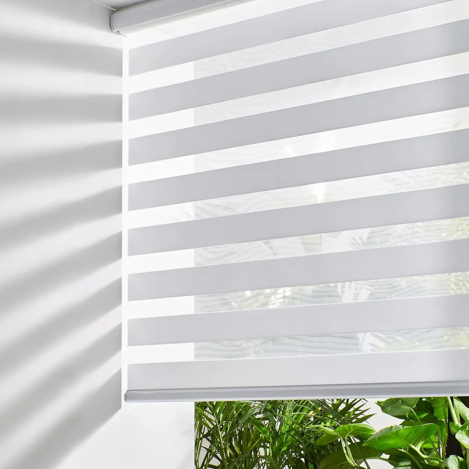 

Cordless Zebra Blinds for Windows, 24"x72" White, Dual Layer Light Control Day/Night, Easy Install