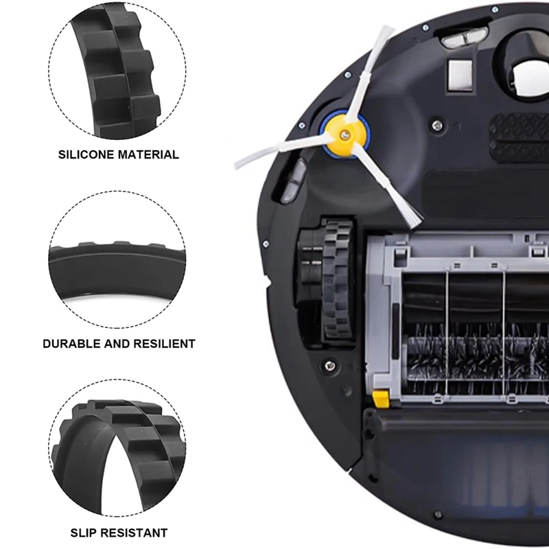 A23T 5Pcs Tire Skin for iRobot for Roomba 500 600 700 800 900 Series, Anti-Slip Rubber Wheel Tire Replacement, Vacuum Cleaner