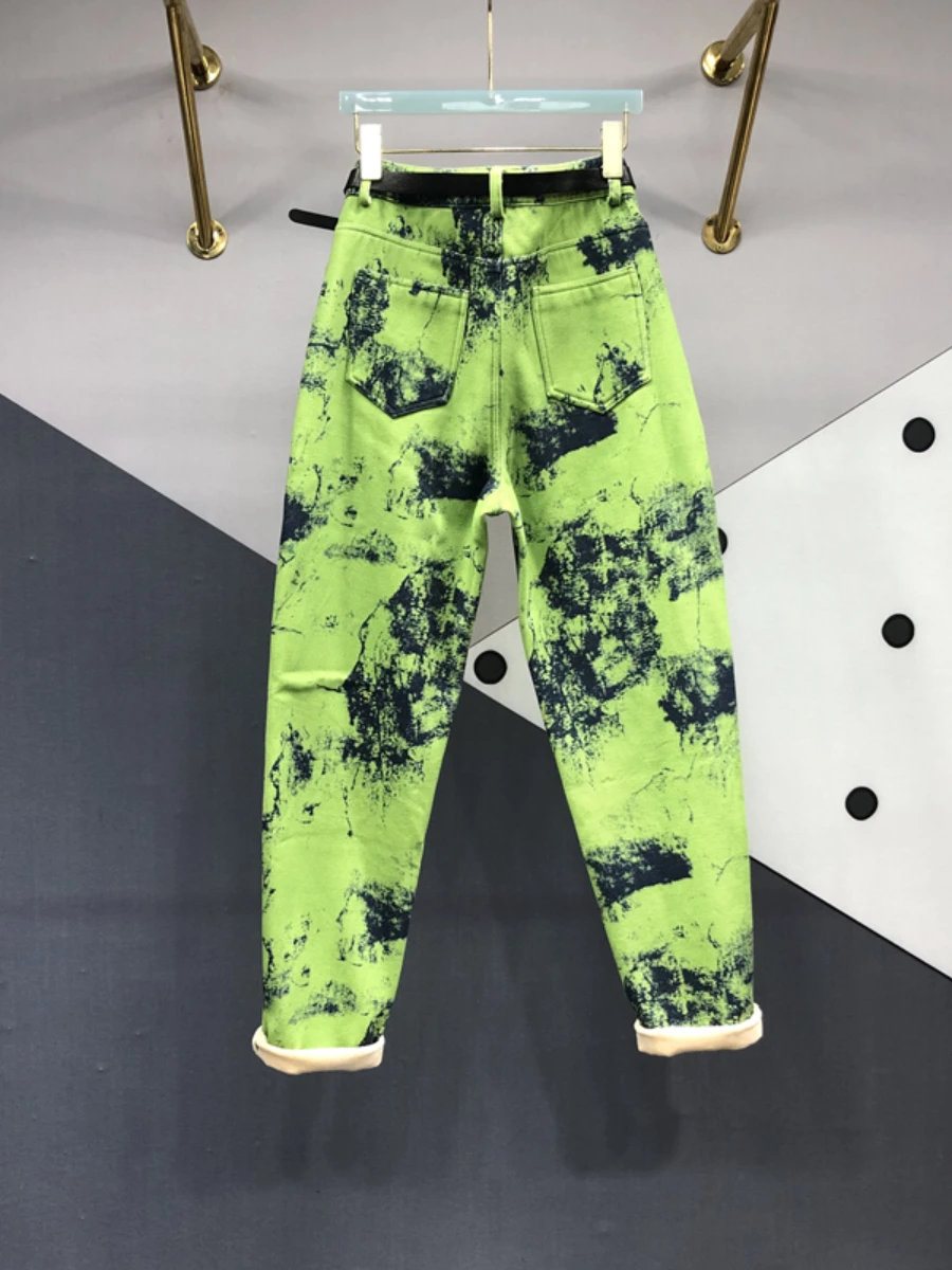 Heavy Industry Fashion Tie-Dyed Baggy Pants Female 2023 Spring New High Waisted Jeans Women Loose Slimming Harem Pants Trousers